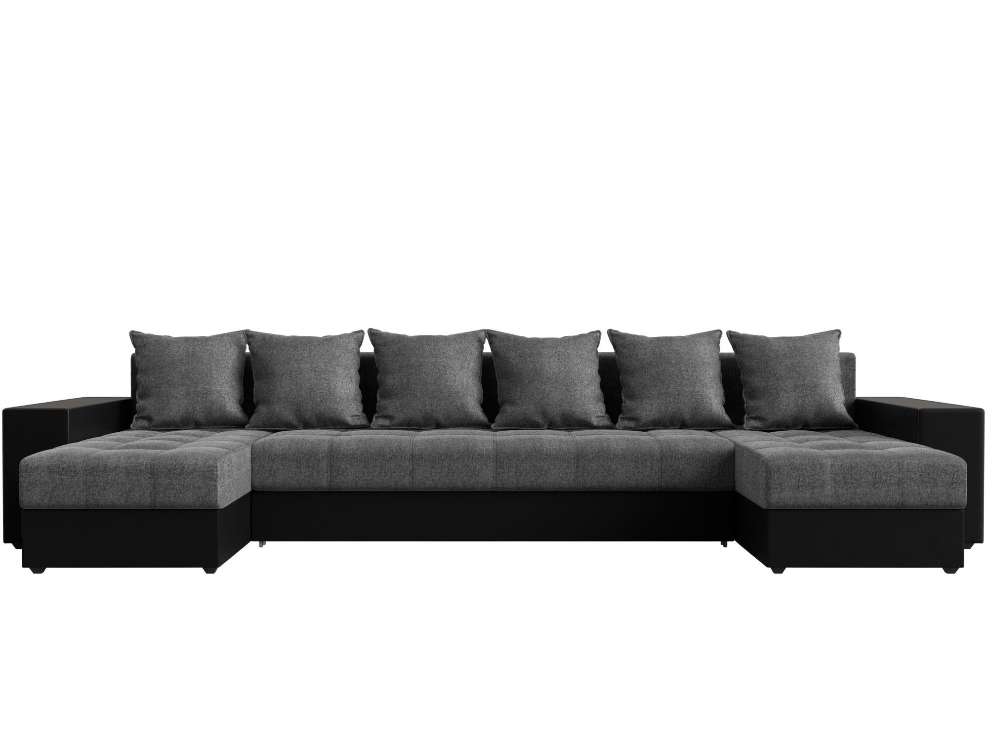 П-образный диван Дубай полки справа (Серый\Черный)