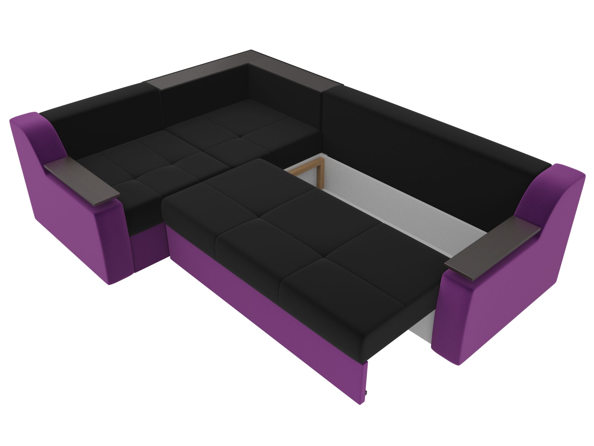 Угловой диван Кронос левый угол (Черный\Фиолетовый)