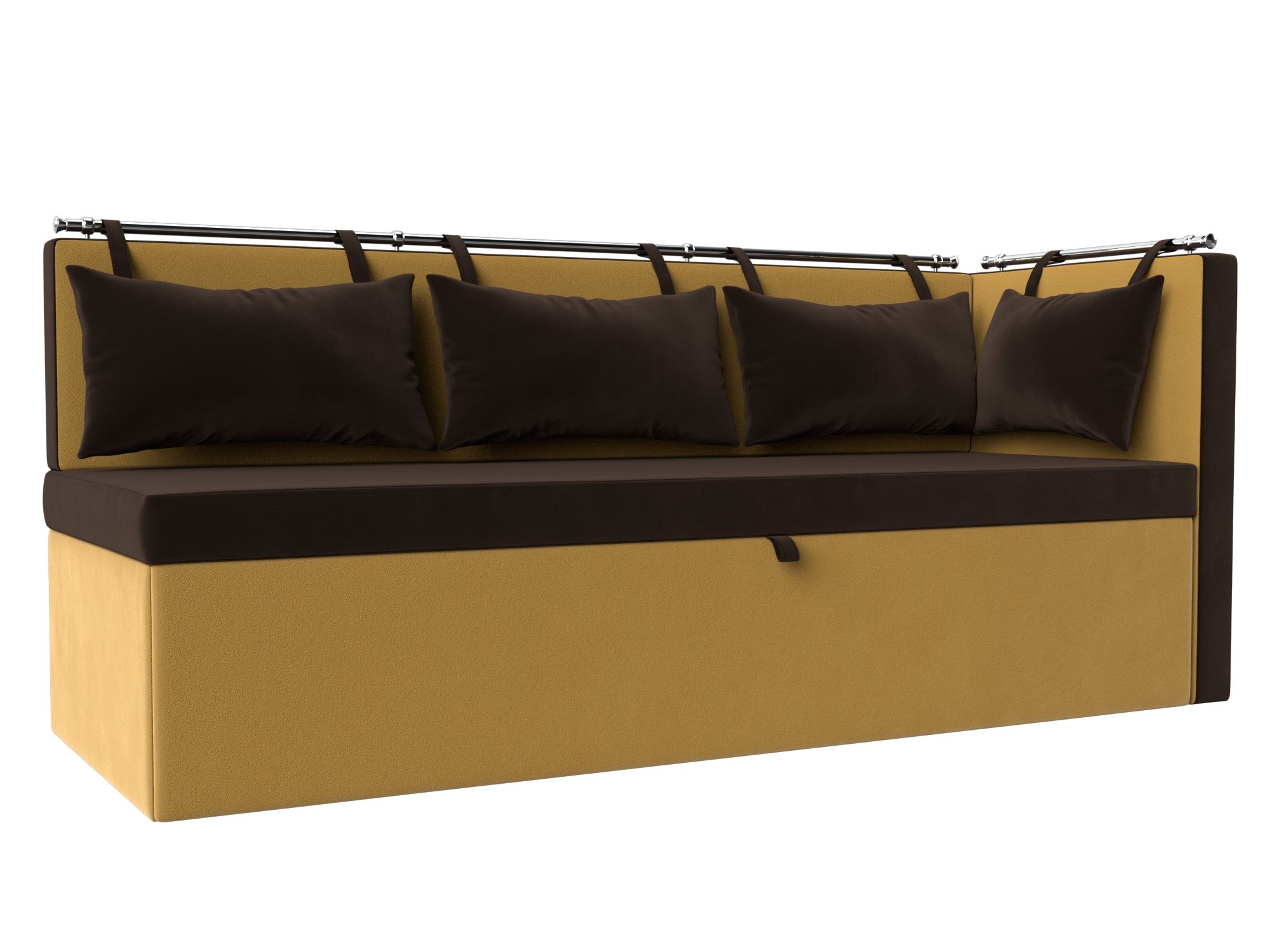 Кухонный диван Метро с углом справа (Коричневый\Желтый)