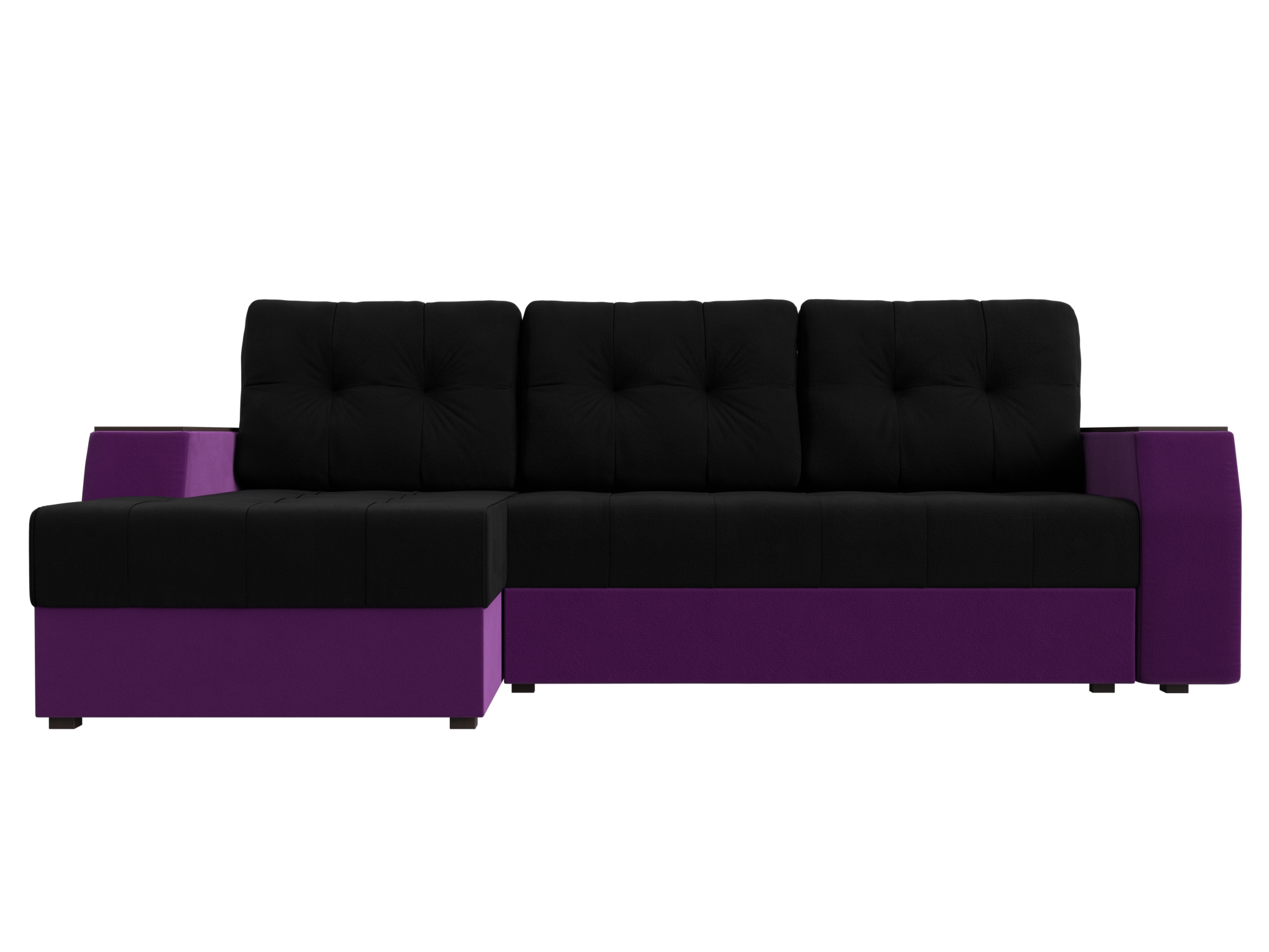 Угловой диван Эмир БС левый угол (Черный\Фиолетовый)
