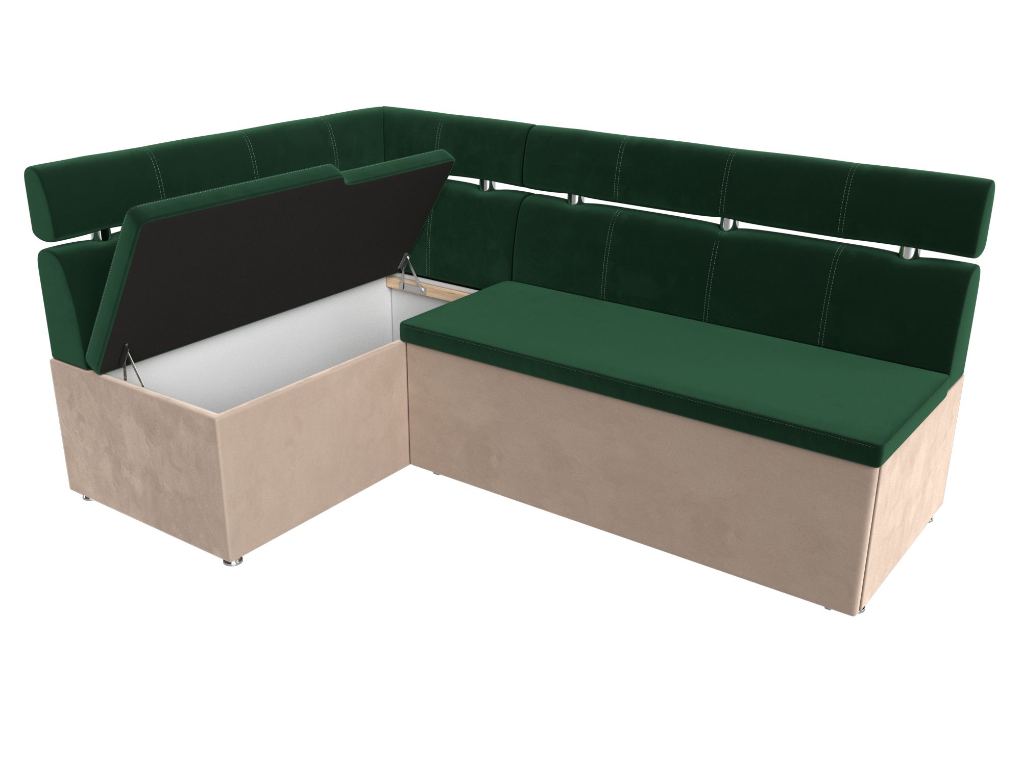 Кухонный угловой диван Классик левый угол (Зеленый\Бежевый)