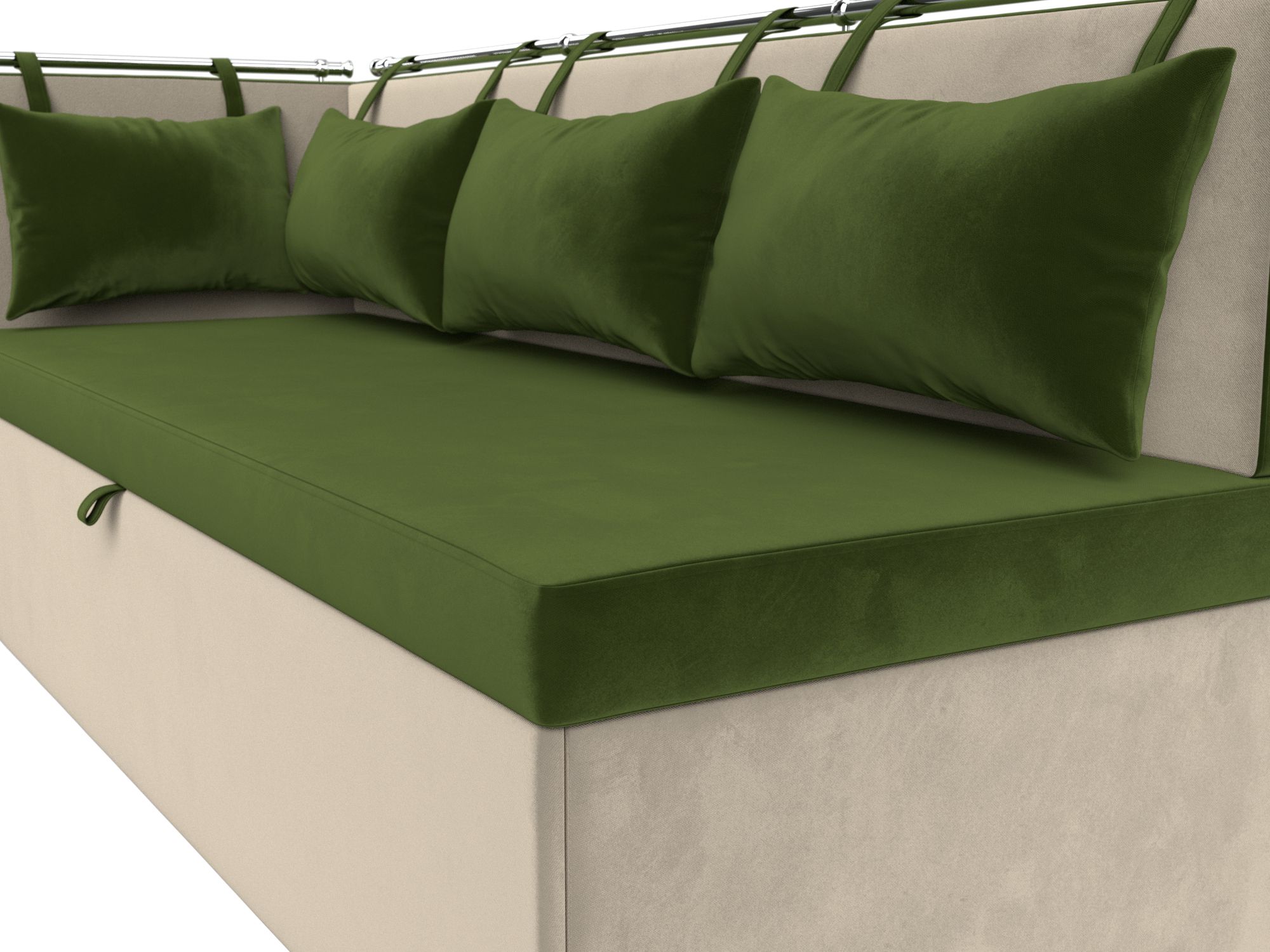 Кухонный диван Метро с углом слева (Зеленый\Бежевый)