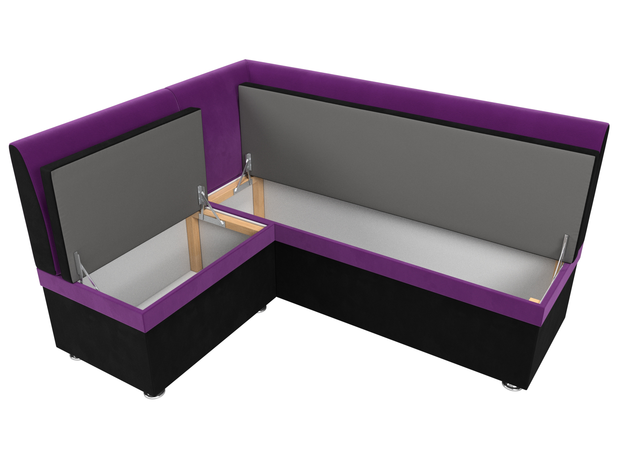 Кухонный угловой диван Уют левый угол (Черный\Фиолетовый)