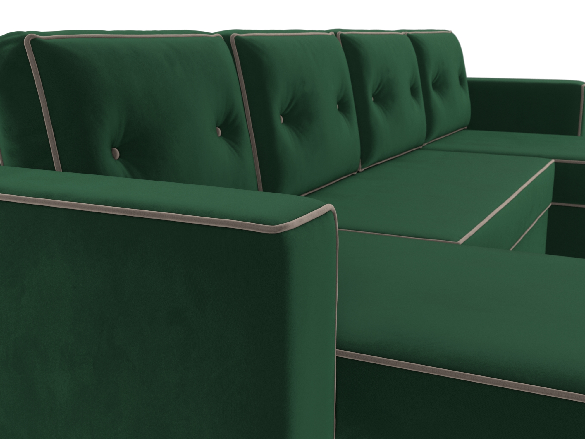 П-образный диван Принстон (Зеленый\Коричневый)