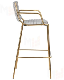 Стул барный DOBRIN MILLER GOLD (светло-серый велюр (135-37))