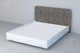 Кровать 031 Эго  Бетон Светлый/Стальной Серый (Пуговицы) ЛН 1600х2000