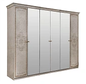 Шкаф Патрисия 6-дверный (2+2+2) с зеркалом крем корень глянец