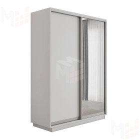 Шкаф-купе Оптим 2-х дверный 1 секция (ЛДСП, Зеркало) 120 см 1 штанга, 7 полок