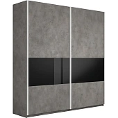 Шкаф-купе Прайм Широкий 2-х дверный 220 см, Бетон/Черное стекло