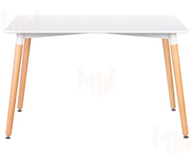 Стол обеденный DOBRIN SERRA WIDE (ножки светлый бук, столешница белая)