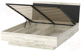 Кровать КРС-1600 СОНАТА с подъёмным механизмом Дуб Крафт белый - велюр GRAFIT