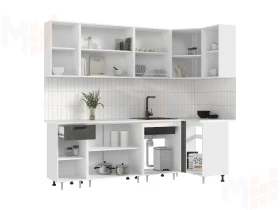 Кухня Рио New угловая 2,4*1,0 м Бетон светлый/бетон темный