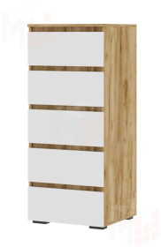 Комод Хелен КМ 03 502 5 ящиков дуб крафт золото - белый