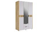 Шкаф трехдверный Адам  с зеркалом дуб крафт золотой/белое дерево