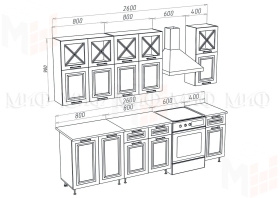 Кухня Констанция 2,0/900 комп. №4 дымчатый