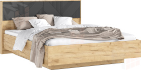 Ирис Кровать парящая 1,6м (ортопед дерево) с подсветкой (Браш Графит/Дуб Крафт, Дуб Крафт)