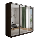 Шкаф-купе Оптим 3-х дверный  1 секция (Зеркало) 240 см. 1 штанга, 11 полок, 4 ящика