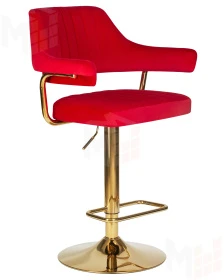 Стул барный DOBRIN CHARLY GOLD (красный велюр (MJ9-45))