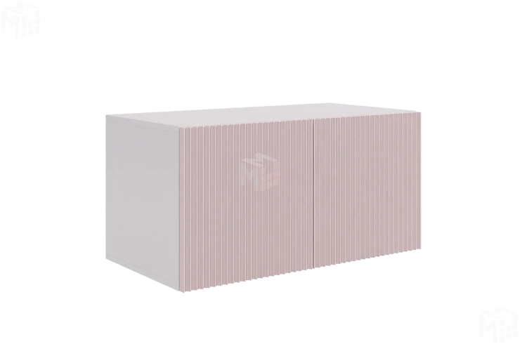 Антресоль двухдверная  Зефир 118.01  белое дерево/пудра розовая (эмаль)