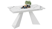 Стол обеденный Гермес Белый муар, Стекло глянцевое белый мрамор Стол обеденный Гермес Белый муар, Стекло глянцевое белый мрамор