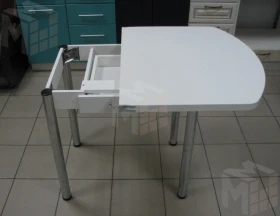 Стол Евро поворотно-раскладной с ящиком 780*680 (белый) ножки хром