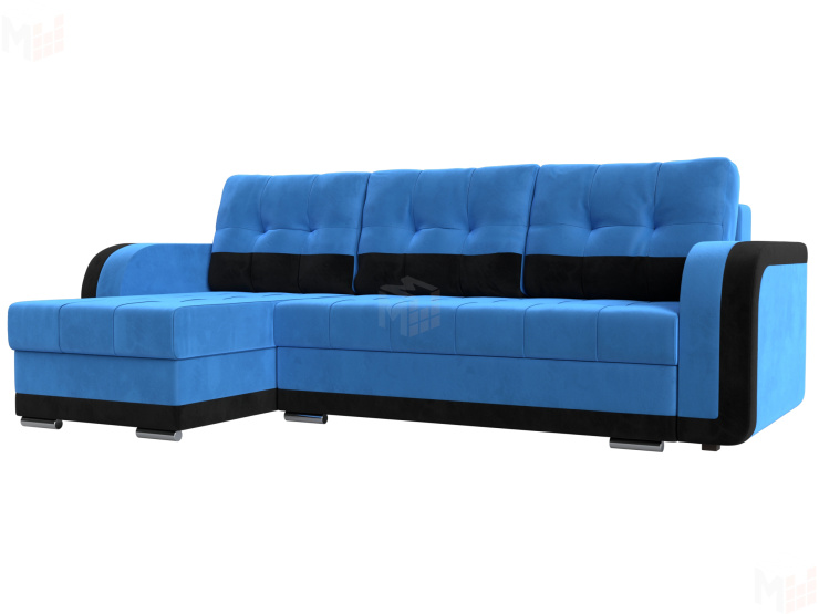 Угловой диван Марсель левый угол (Голубой\Черный)