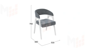 Кресло Техас 1 - W-101 Белый матовый, тк. №219 Велюр Jercy graphite