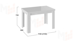 Стол обеденный Норман тип 1 Белый, Стекло Белый глянец