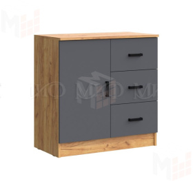 Комод Бася 3 ящика, 1 дверь (крафт золотой/графит)