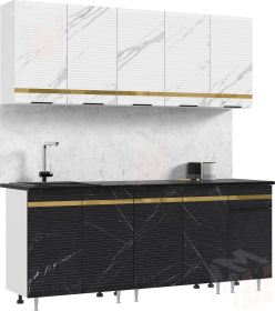 Кухонный гарнитур Милена 2,0 (мрамор белый/мрамор блэк)