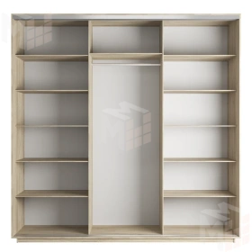 Шкаф-купе Оптим 3-х дверный  1 секция (ЛДСП, Зеркало)  180 см. 1 штанга, 11 полок