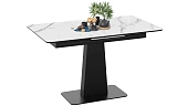 Стол обеденный Бридж Черный муар, Стекло глянцевое белый мрамор Стол обеденный Бридж Черный муар, Стекло глянцевое белый мрамор