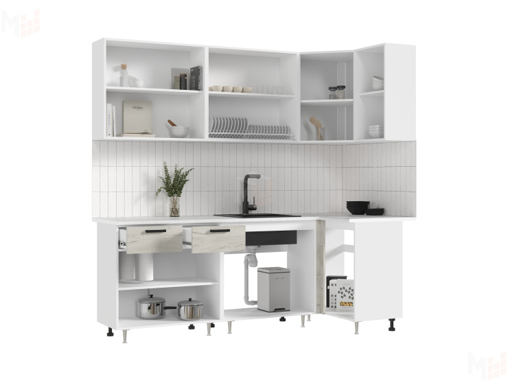 Кухня Рио New угловая 2,2*1,0 м Крафт белый
