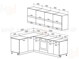 Кухня угловая Техно New 1,6*2,4 комп. №4 Белый снег софт/Ультрамарин софт