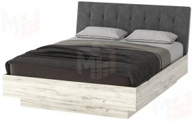 Кровать КРС-1600 СОНАТА с подъёмным механизмом Дуб Крафт белый - велюр GRAFIT