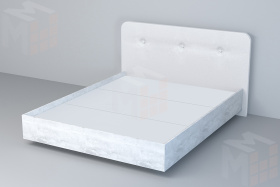 Кровать 031 Эго  Бетон Светлый/Белый Глянец  (Пуговицы) ЛН 1400х2000