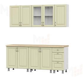 Кухонный гарнитур Прованс (2,0м) (МДФ) (без столешниц) Фисташковый