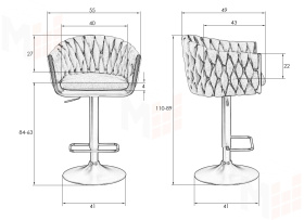 Стул барный DOBRIN LEON (кремовая ткань (LAR 275-33))