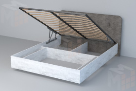 Кровать 031 Эго Бетон Светлый/Стальной Серый  (Пуговицы) ПМ 1400х2000