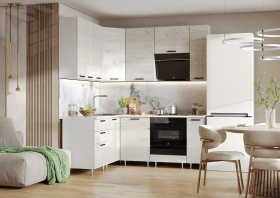 Кухня Рио New угловая 1,6*2,0/900 (490) комп №2 Дуб крафт белый, Белый (Антарес)