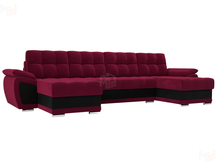 П-образный диван Нэстор (Бордовый\Черный)