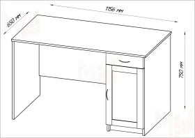 Стол письменный Кастор 116*65 с тумбой (белый)