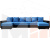 П-образный диван Дубай полки слева (Голубой\Черный)