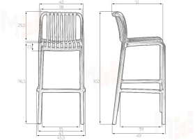 Стул барный DOBRIN CHLOE BAR (темно-серый)