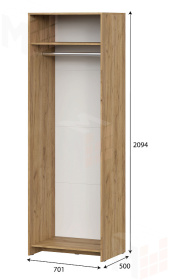 Шкаф двухстворчатый МСП 1  Дуб Золотой / Камень Тёмный