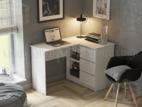 Стол Челси угловой (белый/белый глянец)