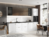 Кухня Престиж 3,0 компоновка №1 (Белый/Браш вайт/Прайм орех)