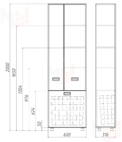 Пенал напольный Cube 60 с корзиной для белья Домино