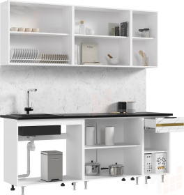 Кухонный гарнитур Милена 2,0 (мрамор белый/мрамор блэк)