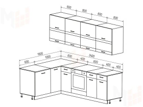 Кухня угловая Техно New 1,6*2,4 комп №4 Горчица софт/Ультрамарин софт